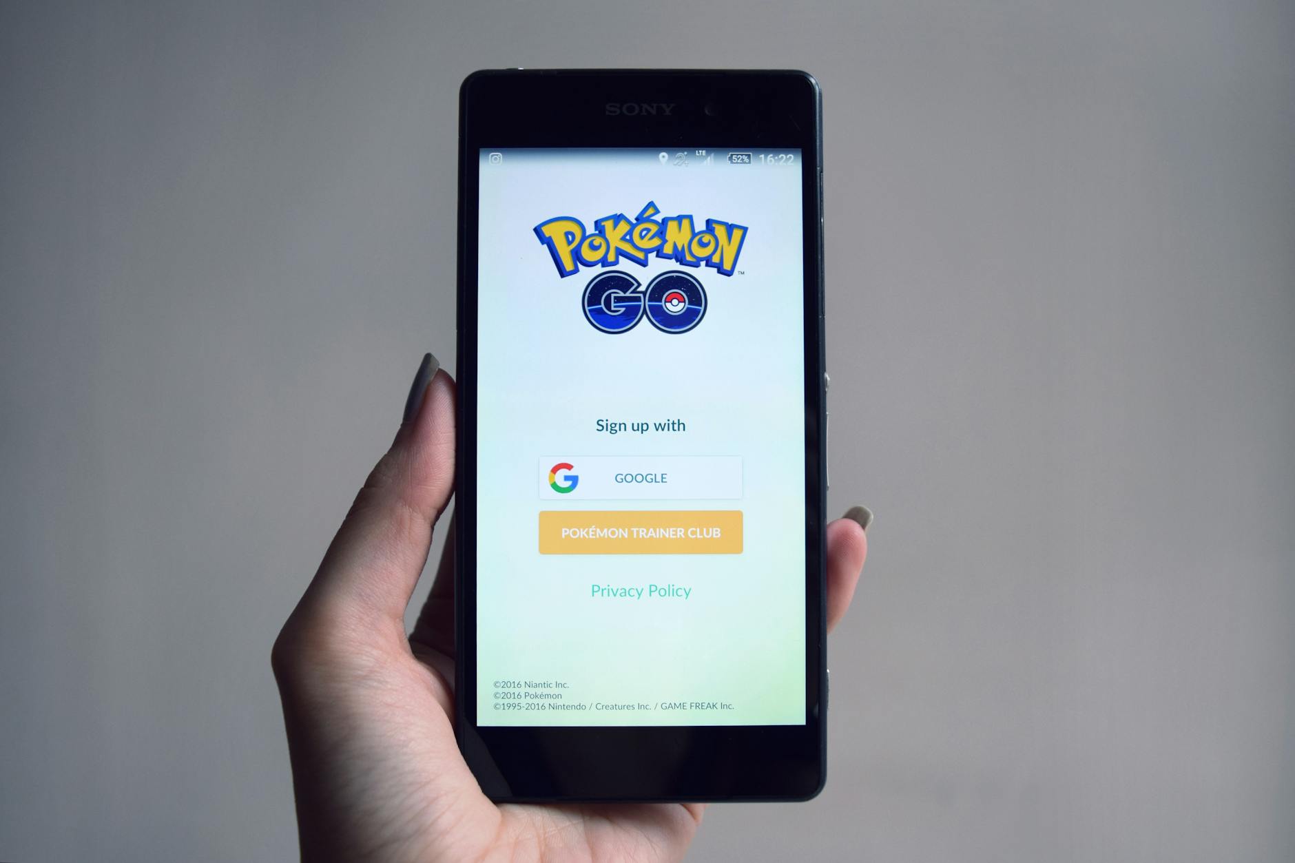 pokemon go application on smartphone screen