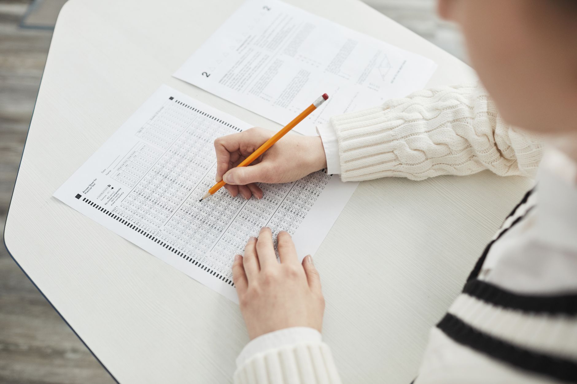 a person taking an exam